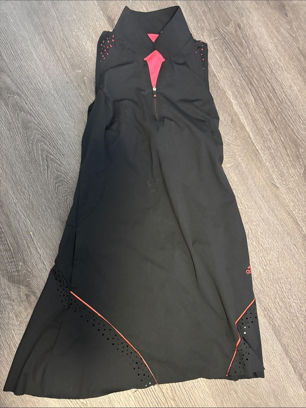 adidas Black One-Piece Swim Dress with Pink Accents